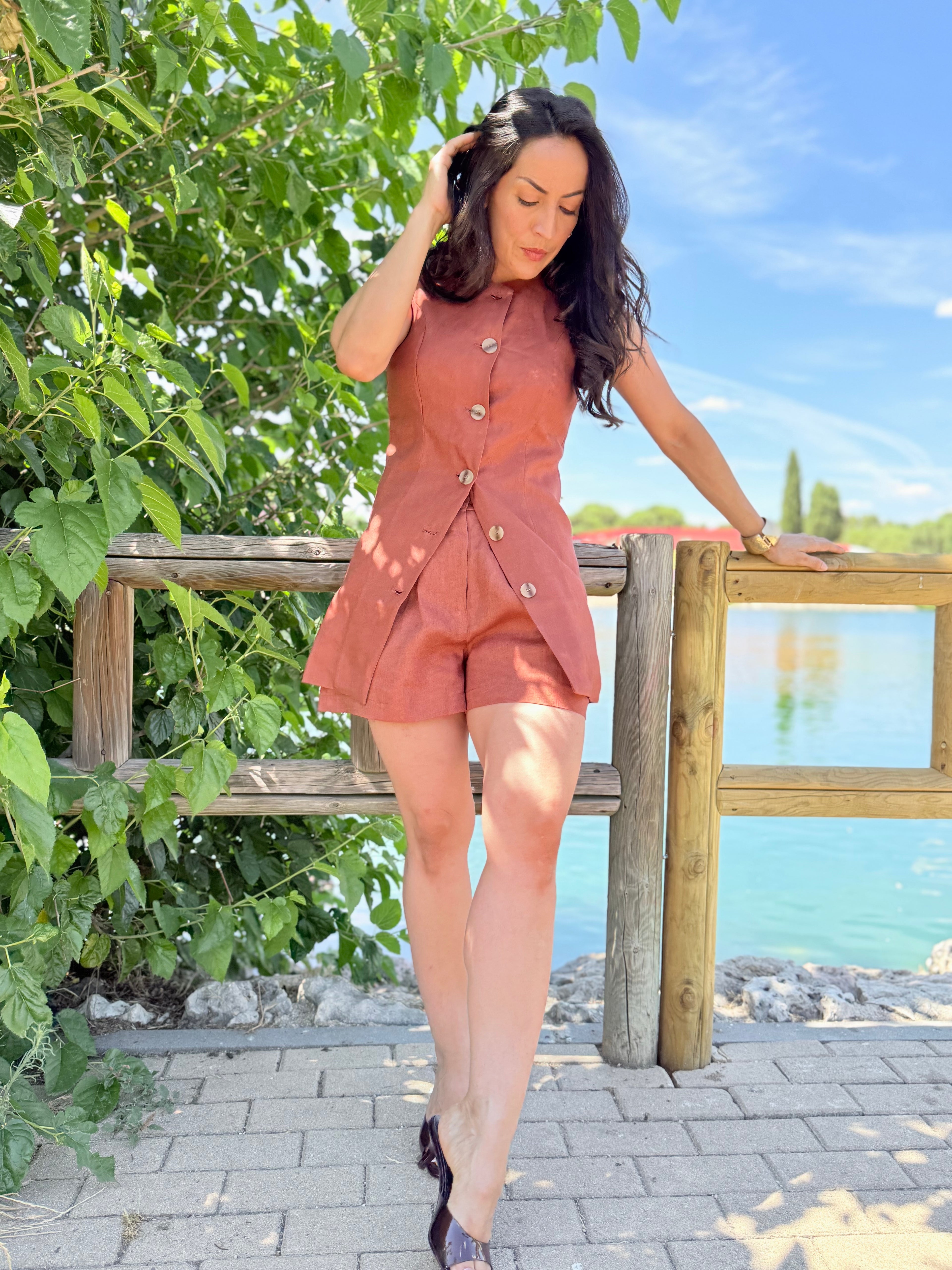 Conjunto de lino Terracota