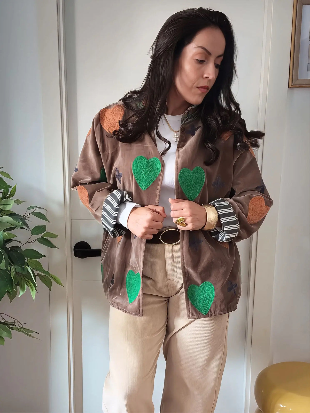 Chaqueta Chocolate Corazones.